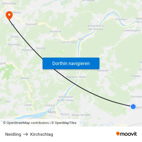 Neidling to Kirchschlag map