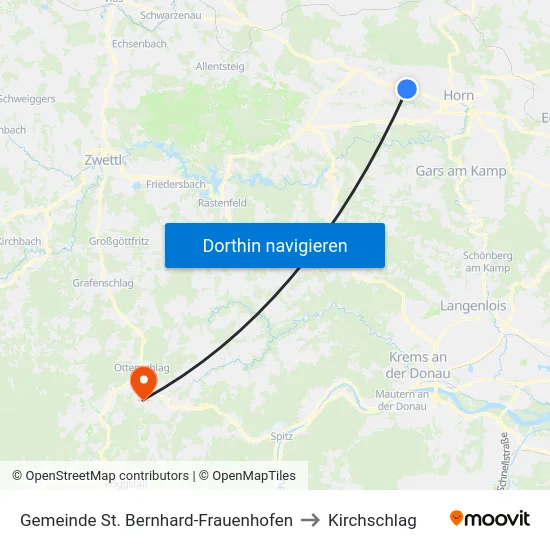 Gemeinde St. Bernhard-Frauenhofen to Kirchschlag map