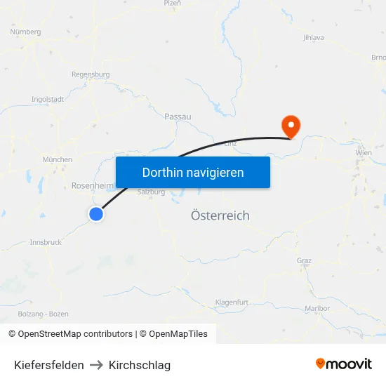 Kiefersfelden to Kirchschlag map