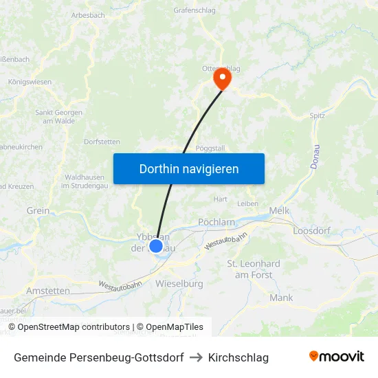 Gemeinde Persenbeug-Gottsdorf to Kirchschlag map
