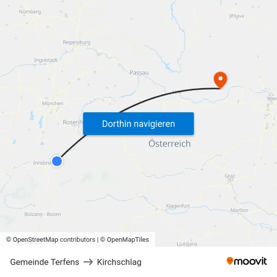 Gemeinde Terfens to Kirchschlag map