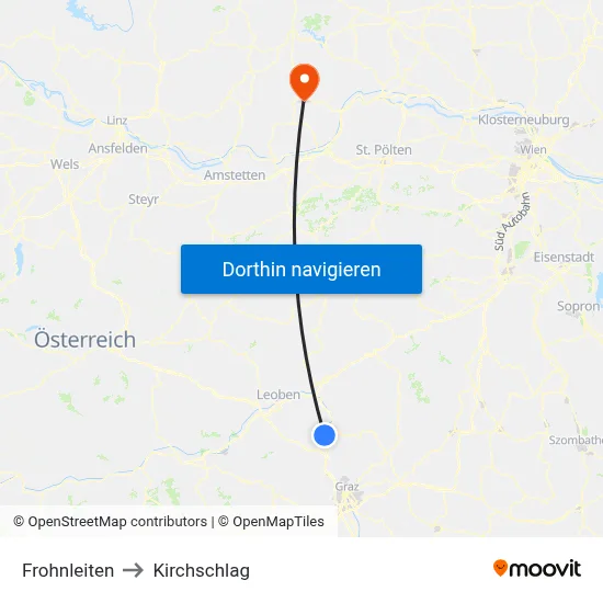 Frohnleiten to Kirchschlag map