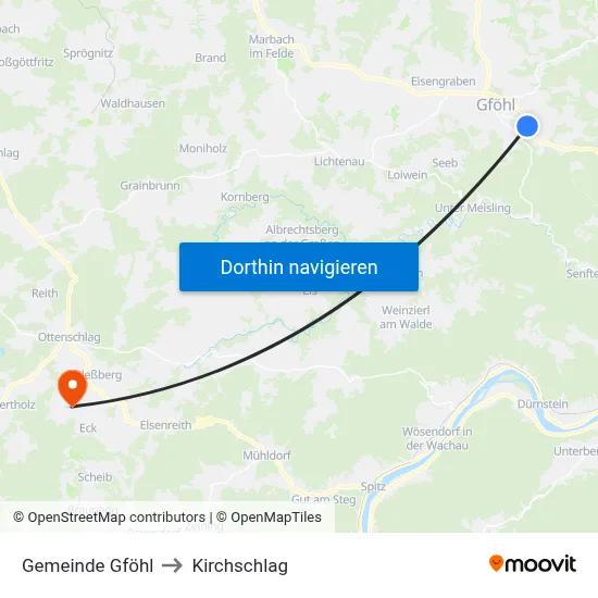 Gemeinde Gföhl to Kirchschlag map