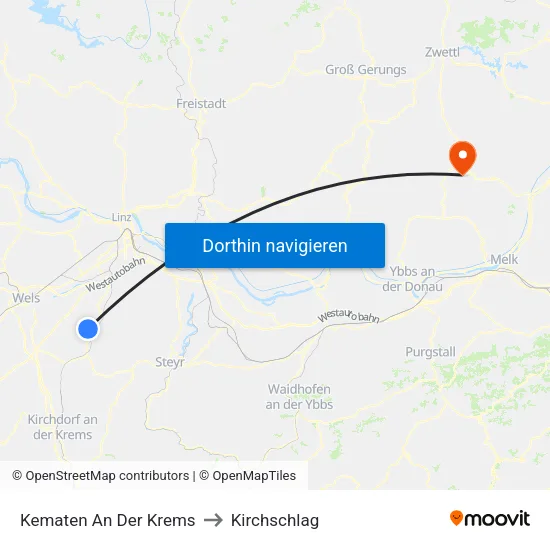 Kematen An Der Krems to Kirchschlag map