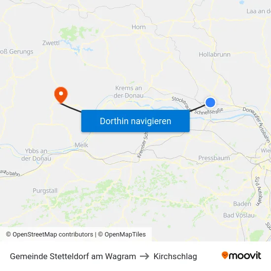 Gemeinde Stetteldorf am Wagram to Kirchschlag map