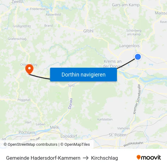 Gemeinde Hadersdorf-Kammern to Kirchschlag map