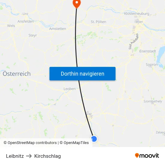 Leibnitz to Kirchschlag map