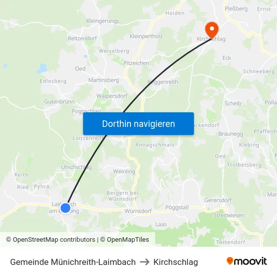 Gemeinde Münichreith-Laimbach to Kirchschlag map