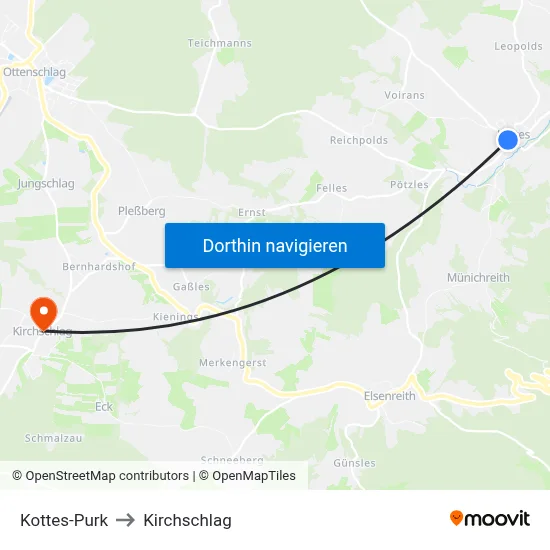 Kottes-Purk to Kirchschlag map