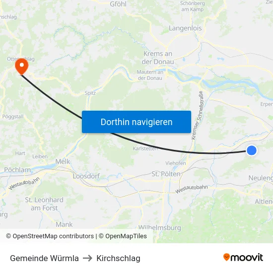 Gemeinde Würmla to Kirchschlag map