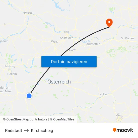 Radstadt to Kirchschlag map