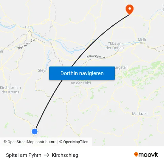 Spital am Pyhrn to Kirchschlag map