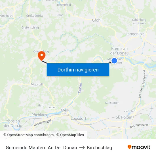 Gemeinde Mautern An Der Donau to Kirchschlag map