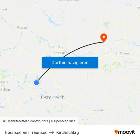 Ebensee am Traunsee to Kirchschlag map