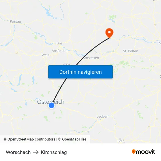 Wörschach to Kirchschlag map
