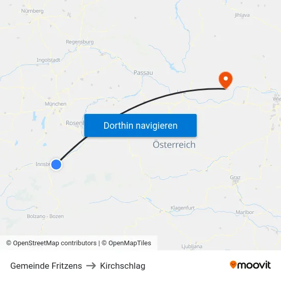 Gemeinde Fritzens to Kirchschlag map