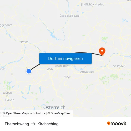 Eberschwang to Kirchschlag map