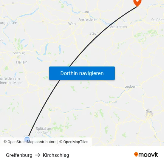 Greifenburg to Kirchschlag map