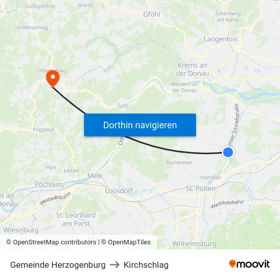 Gemeinde Herzogenburg to Kirchschlag map