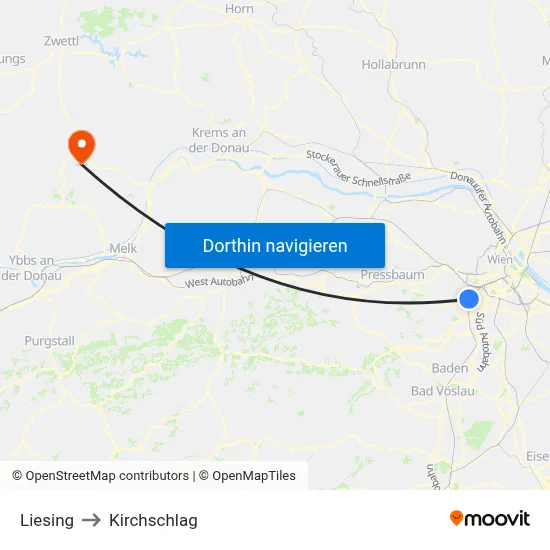 Liesing to Kirchschlag map