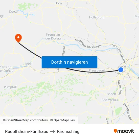 Rudolfsheim-Fünfhaus to Kirchschlag map