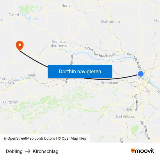 Döbling to Kirchschlag map