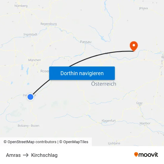 Amras to Kirchschlag map