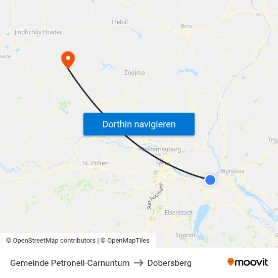Gemeinde Petronell-Carnuntum to Dobersberg map