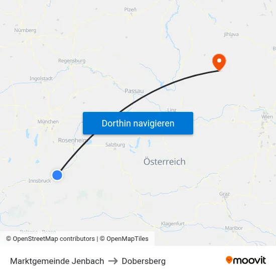 Marktgemeinde Jenbach to Dobersberg map