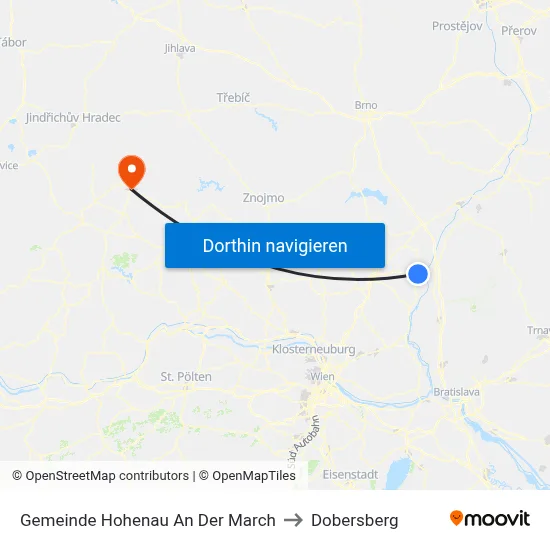Gemeinde Hohenau An Der March to Dobersberg map