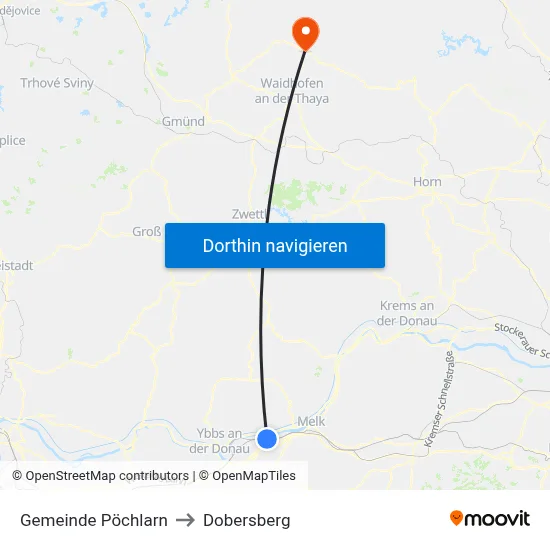 Gemeinde Pöchlarn to Dobersberg map
