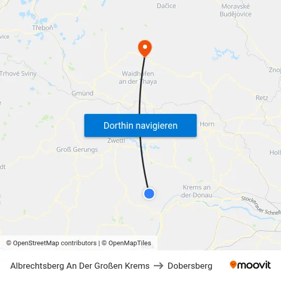 Albrechtsberg An Der Großen Krems to Dobersberg map