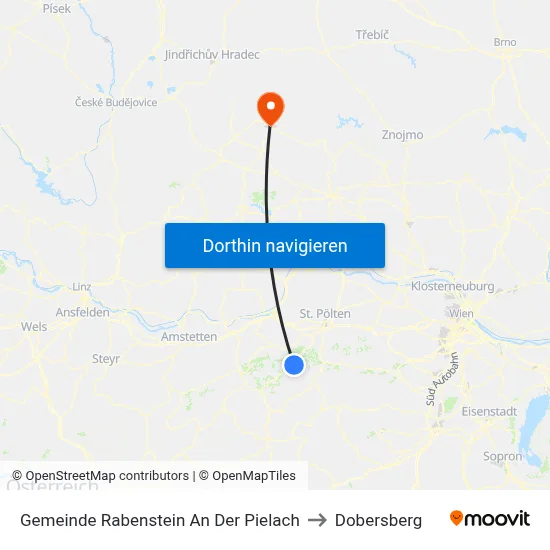 Gemeinde Rabenstein An Der Pielach to Dobersberg map
