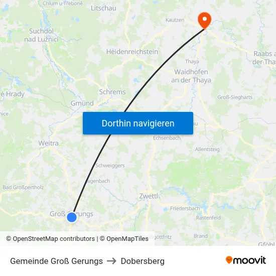 Gemeinde Groß Gerungs to Dobersberg map