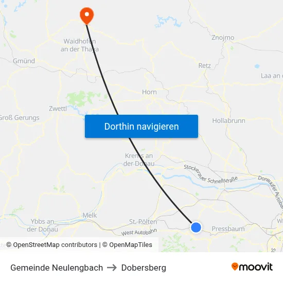 Gemeinde Neulengbach to Dobersberg map