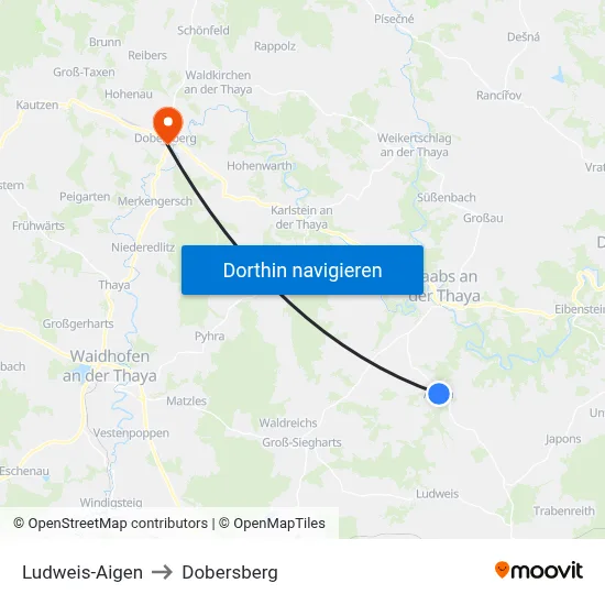 Ludweis-Aigen to Dobersberg map