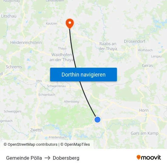 Gemeinde Pölla to Dobersberg map