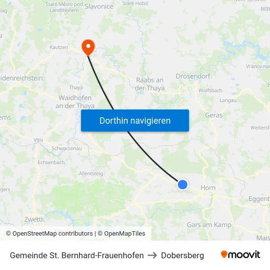 Gemeinde St. Bernhard-Frauenhofen to Dobersberg map