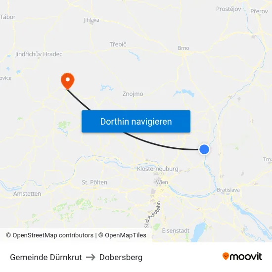Gemeinde Dürnkrut to Dobersberg map