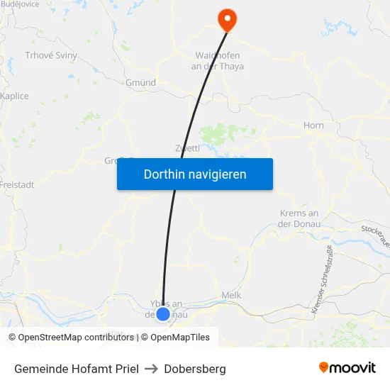 Gemeinde Hofamt Priel to Dobersberg map