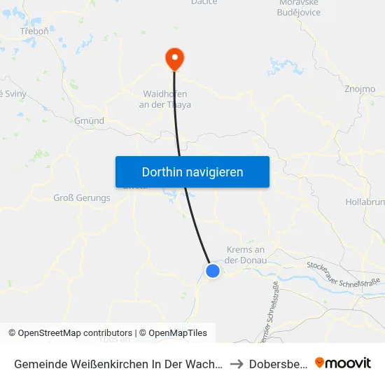 Gemeinde Weißenkirchen In Der Wachau to Dobersberg map