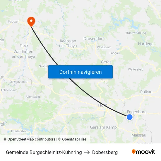 Gemeinde Burgschleinitz-Kühnring to Dobersberg map