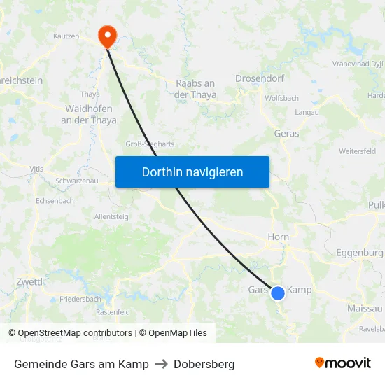 Gemeinde Gars am Kamp to Dobersberg map