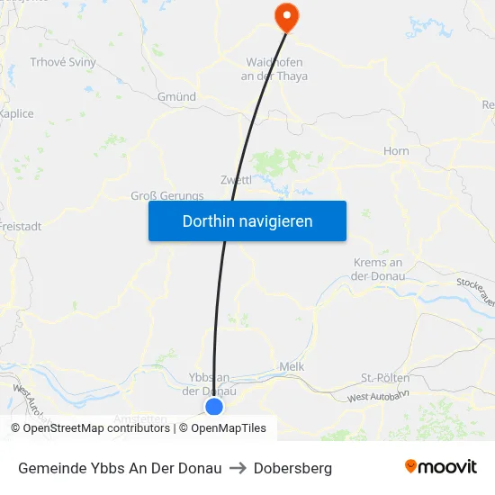 Gemeinde Ybbs An Der Donau to Dobersberg map