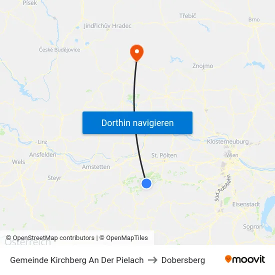 Gemeinde Kirchberg An Der Pielach to Dobersberg map