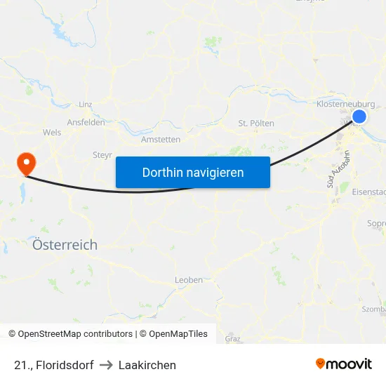 21., Floridsdorf to Laakirchen map