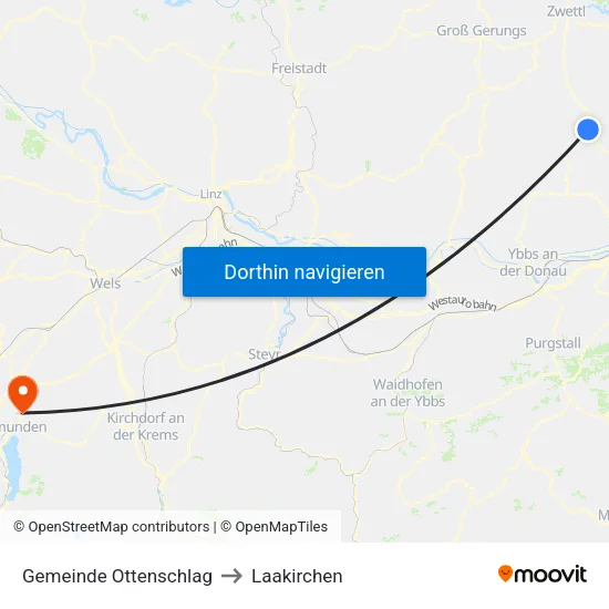 Gemeinde Ottenschlag to Laakirchen map
