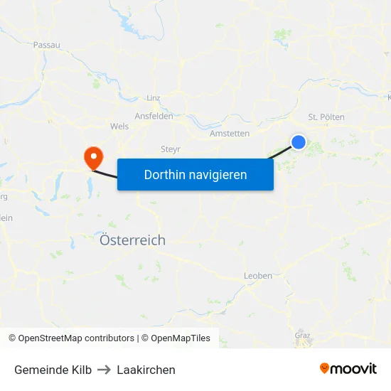 Gemeinde Kilb to Laakirchen map