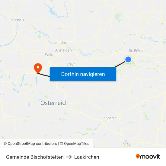 Gemeinde Bischofstetten to Laakirchen map