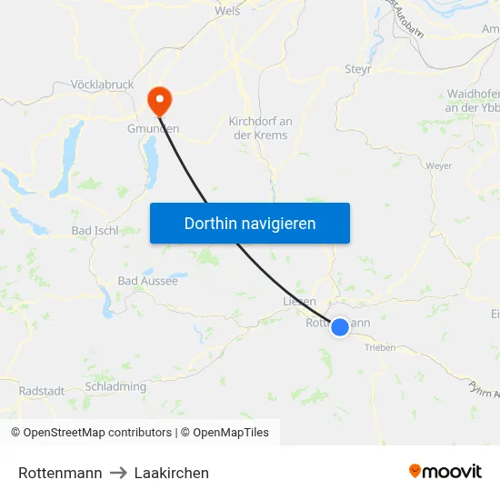 Rottenmann to Laakirchen map